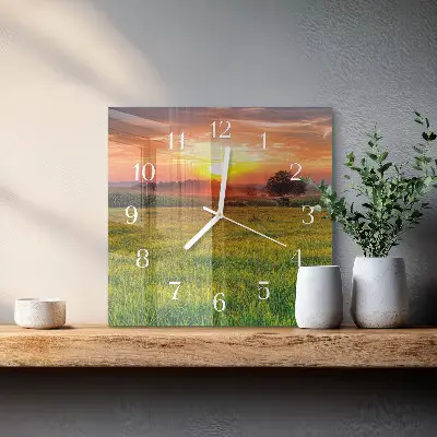 Wanduhr mit motiv quadratisch Wiesenlandschaft