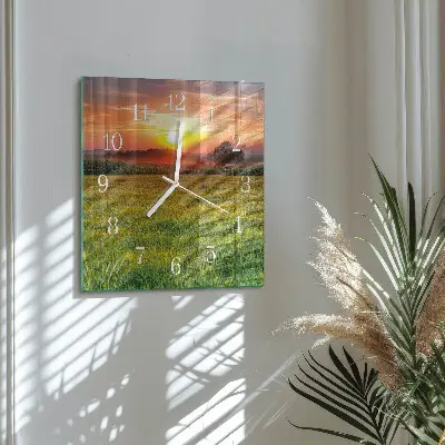 Wanduhr mit motiv quadratisch Wiesenlandschaft