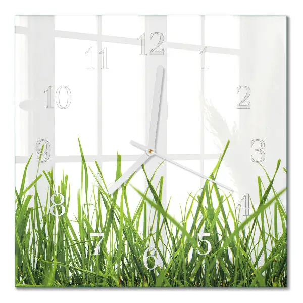 Quadratische wanduhr modern Gras