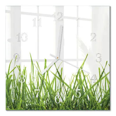Quadratische wanduhr modern Gras