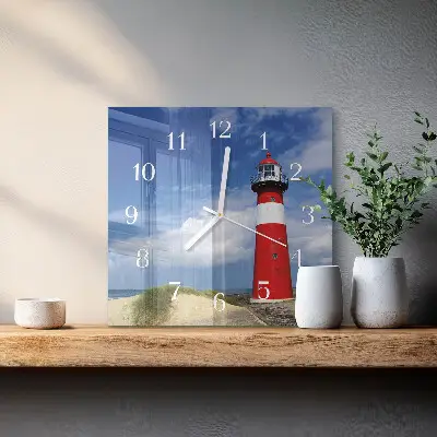 Quadratische wanduhr Leuchtturm