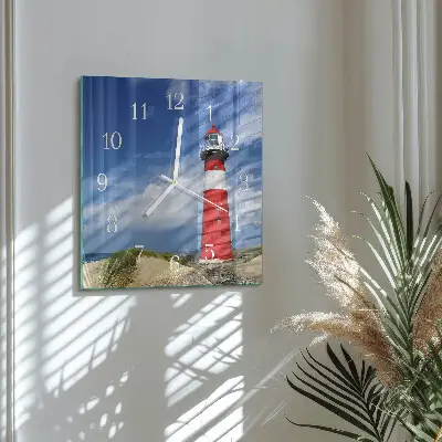 Quadratische wanduhr Leuchtturm