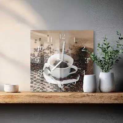 Quadratische wanduhr modern Eine Tasse Kaffee