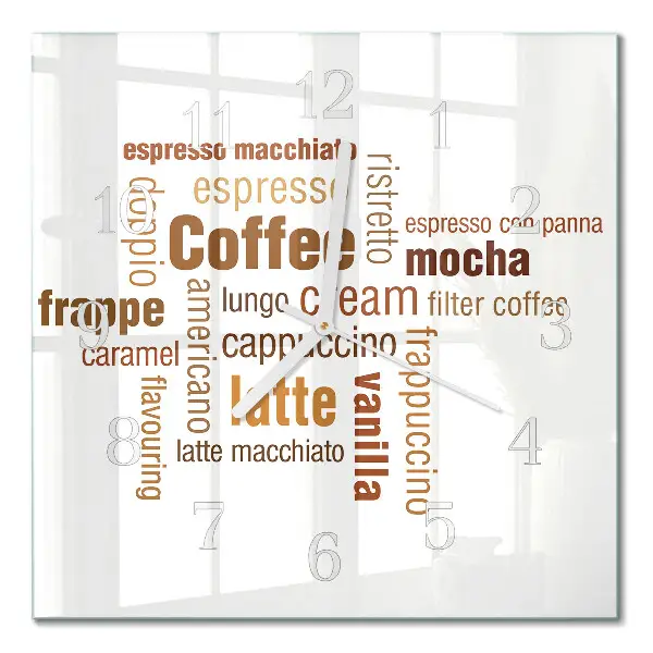 Wanduhr mit motiv quadratisch Kaffee
