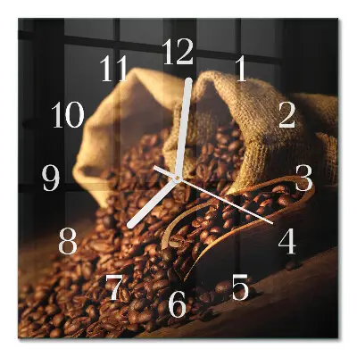 Quadratische wanduhr modern Kaffeebohnen