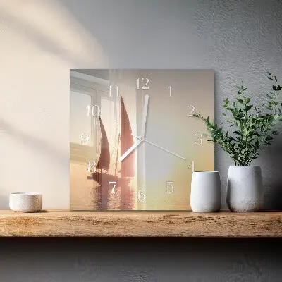Wanduhr mit motiv quadratisch Segelboot