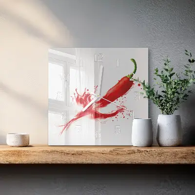 Quadratische wanduhr Chili-Pfeffer