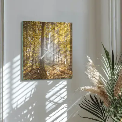 Wanduhr mit motiv quadratisch Herbst im Wald