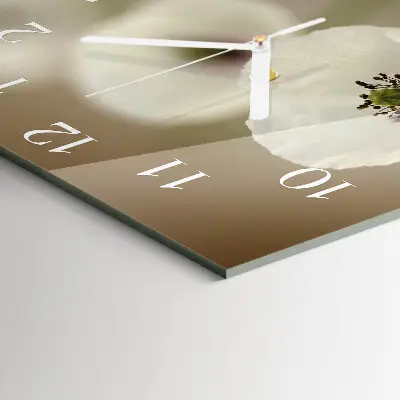 Quadratische wanduhr Mohn