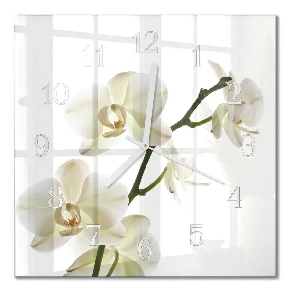 Quadratische wanduhr modern Orchidee