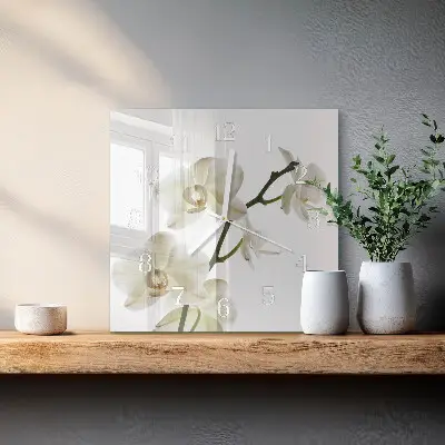Quadratische wanduhr modern Orchidee