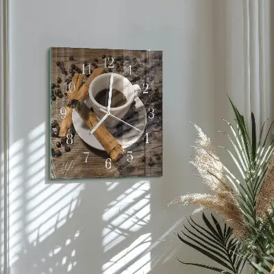 Quadratische wanduhr modern Zimtkaffee
