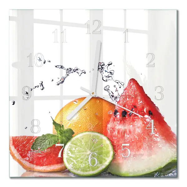 Quadratische wanduhr modern Obst