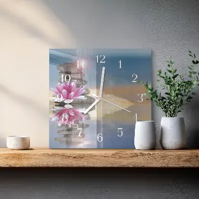 Quadratische wanduhr Steine ​​im Wasser