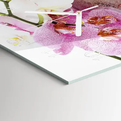 Glasuhr quadratisch Orchidee