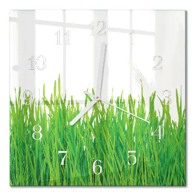 Glasuhr quadratisch Gras