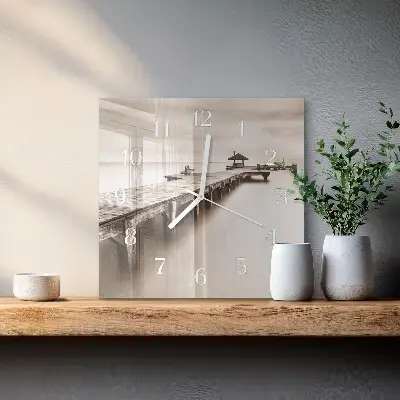 Wanduhr mit motiv quadratisch Holzbrücke