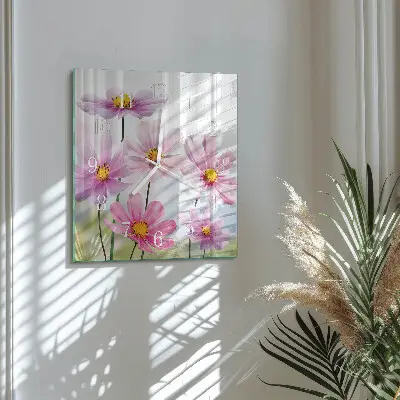 Quadratische wanduhr Blumen