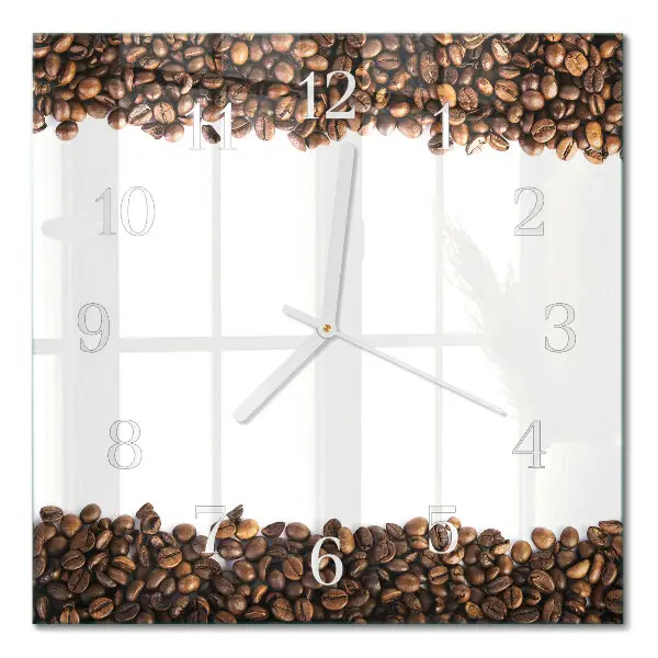 Quadratische wanduhr Kaffeebohnen