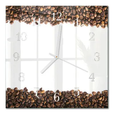 Quadratische wanduhr Kaffeebohnen