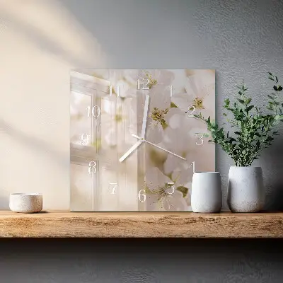 Quadratische wanduhr modern Blumen