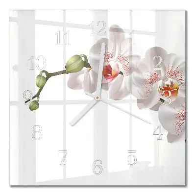 Glasuhr quadratisch Orchidee
