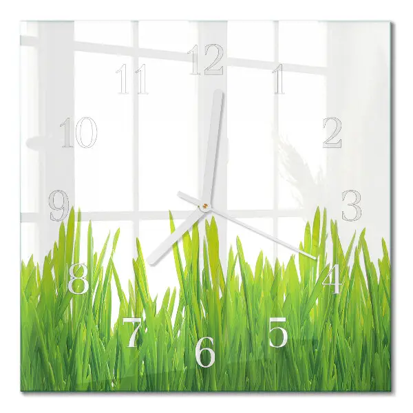 Quadratische wanduhr Gras