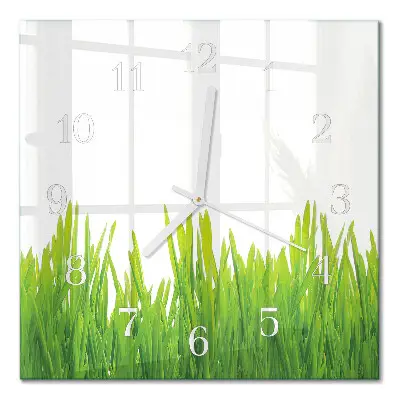 Quadratische wanduhr Gras