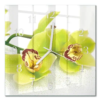 Glasuhr quadratisch Orchidee