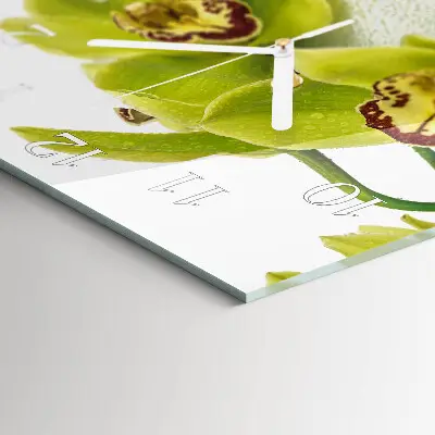 Glasuhr quadratisch Orchidee