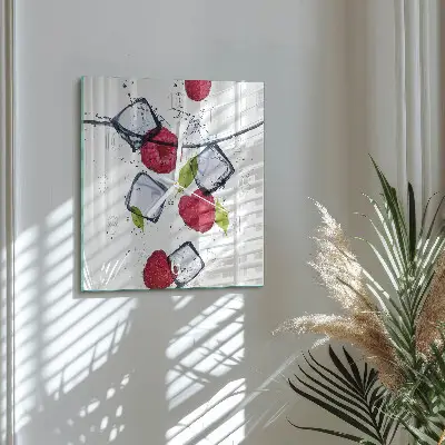 Moderne wanduhr quadratisch Himbeeren