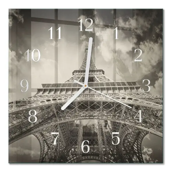 Quadratische wanduhr modern Eiffelturm