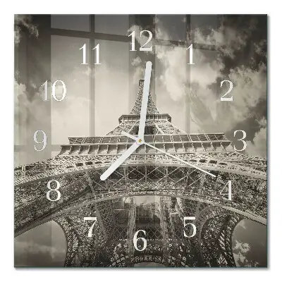 Quadratische wanduhr modern Eiffelturm