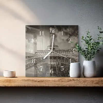 Quadratische wanduhr modern Eiffelturm
