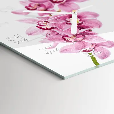 Moderne wanduhr quadratisch Orchidee
