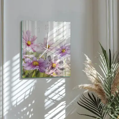 Wanduhr mit motiv quadratisch Blumen
