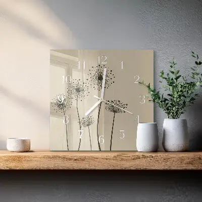 Glasuhr quadratisch Blumen