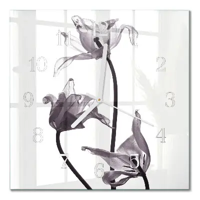 Quadratische wanduhr modern Blumen