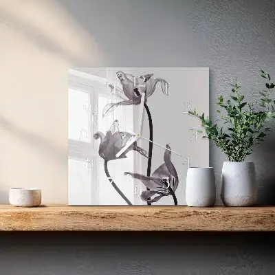 Quadratische wanduhr modern Blumen