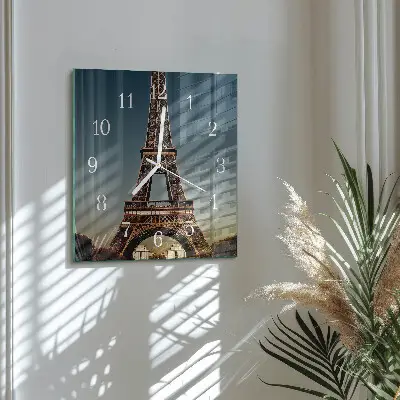 Quadratische wanduhr modern Eiffelturm