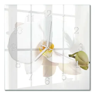 Moderne wanduhr quadratisch Orchidee