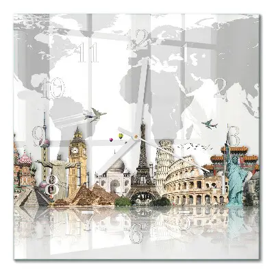 Quadratische wanduhr Welt
