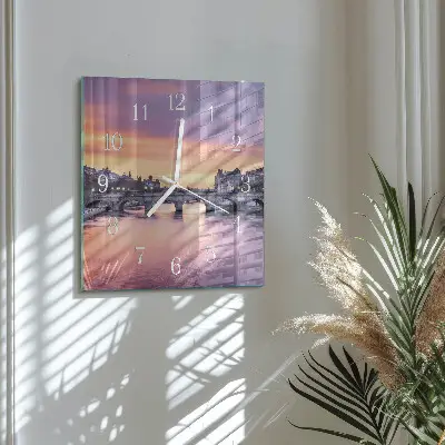 Wanduhr mit motiv quadratisch Eine Stadt am Fluss