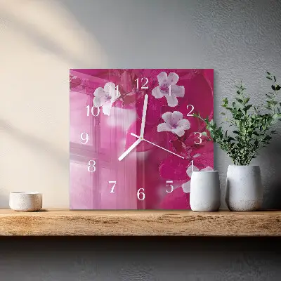 Moderne wanduhr quadratisch Blumen