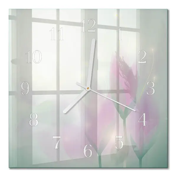 Quadratische wanduhr Blumen