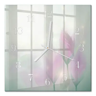 Quadratische wanduhr Blumen