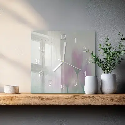 Quadratische wanduhr Blumen