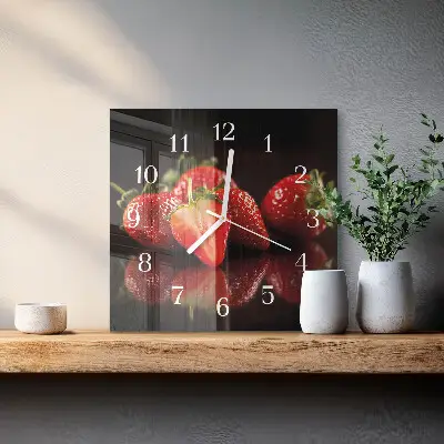 Quadratische wanduhr Erdbeeren