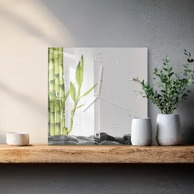 Glasuhr quadratisch Bambus