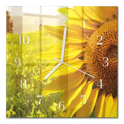 Quadratische wanduhr Sonnenblume